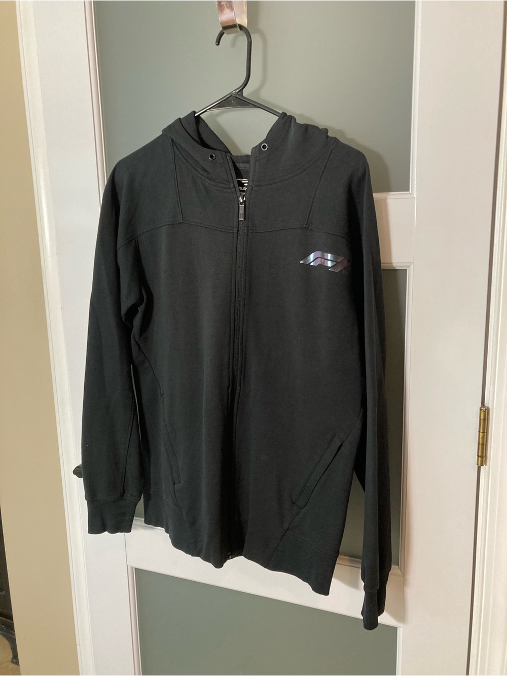 Formula 1 Black Zip-Up Hoodie with Iridescent F1 Logo - M